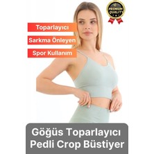 Göğüs Toparlayıcı Sarkma Önleyen Gündelik Spor Kullanım Ince Ip Askılı Pedli Çizgili Crop Büstiyer
