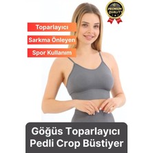 Göğüs Toparlayıcı Sarkma Önleyen Gündelik Spor Kullanım Ince Ip Askılı Pedli Çizgili Crop Büstiyer