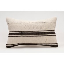 El Yapımı Kilimden Yapılmış Vintage Kırlent Kılıfı, Yün, 30X50 cm