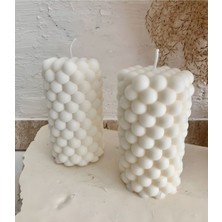 Serenity Haven 2 Li Silindir Bubble Mum Pearl Candle Kokulu Soy Wax 105 Adet Vanilya Aromalı Beyaz