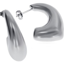 Kadın Asimetrik Gümüş Küpe