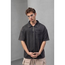 Oversize Yarım Fermuarlı T-Shirt