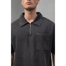 Oversize Yarım Fermuarlı T-Shirt