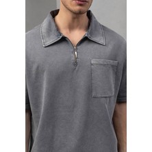 Oversize Yarım Fermuarlı T-Shirt