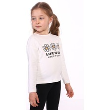 Toontoy Kız Çocuk  Lıfe Is Good  Baskılı Tişört