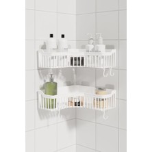 Storemax Home Banyor Köşe Yapışkanlı Banyo Rafı, 2'li Banyo Düzenleyici, Duvar Duş Rafı Bany Organizer Şampuanlık