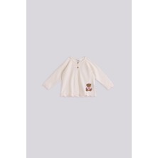 Layette Bg Store Kız Bebek Beyaz Hırka Örgü Kumaş ile Casual Stil Rahat Kullanım