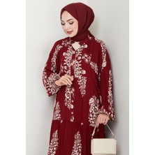 Niral Dokuma Viskon Elbise 1542 - Bordo