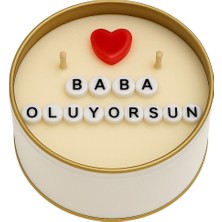 Gizli Mesajlı Soya Mum – "baba Oluyorsun" Yazılı, El Yapımı, Kokusuz, Duman Yapmaz, 2 Fitilli
