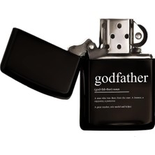 Gift Godfather Tasarımlı Renkli Baskılı Siyah Benzinli Metal Çakmak
