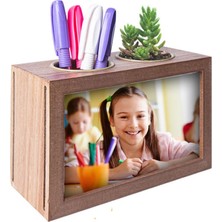 Ahşap Çift Taraflı Kalemlikli Fotoğraf Çerçevesi - 10X15