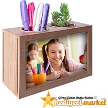 Ahşap Çift Taraflı Kalemlikli Fotoğraf Çerçevesi - 10X15