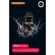 Sword Career Akıllı Saat Bildirim,kalp Atış,uyku Takibi,spor,sağlık, Ios&android Uyumlu 44MM IP67 Uzun Pil Ömrü Türkçe Menü SW-21V