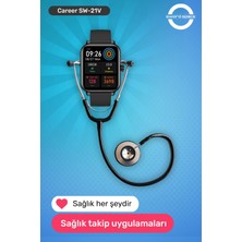 Sword Career Akıllı Saat Bildirim,kalp Atış,uyku Takibi,spor,sağlık, Ios&android Uyumlu 44MM IP67 Uzun Pil Ömrü Türkçe Menü SW-21V