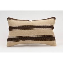 El Yapımı Kilimden Yapılmış Vintage Kırlent Kılıfı, Yün, 30X50 cm