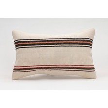 El Yapımı Kilimden Yapılmış Vintage Kırlent Kılıfı, Yün, 30X50 cm