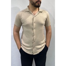 Bej Oversize Erkek Gömlek