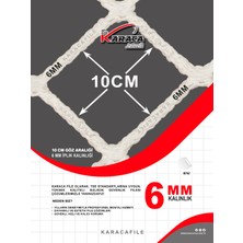 Balkon Güvenlik Filesi – 1.5m Yükseklik | Metreyle Kesim | 6mm Ip, 10X10 cm Göz Aralığı + Montaj Aparatları (Beyaz)