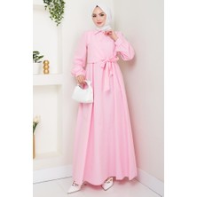 Reyel Çapraz Bağlamalı Elbise 1464 - Pudra