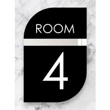 Dikey Otel Kapı - Daire - Bina - Numarası Siyah Pleksi No - 4 Dört