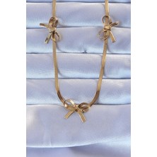 316L Çelik Altın Renk Italyan Zincirli Fiyonk Kolye - TJ-BKO9259