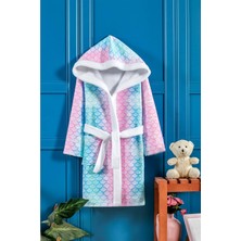 Vevien Home Balık Pulu Dijital Baskılı Çocuk Bornozu 3- 4 Yaş