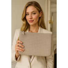 Lizy's Clutch Krem Portföy El Makyaj Çantası