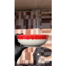 2'li Kırmızı Rustik Porselen Derin Çukur Salata Ramen Noodle Çorba Makarna Meyve Tatlı Kase 19 cm