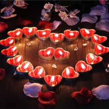 50'li Romantik Kalpli Kırmızı Tealight Mum Seti