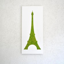 Eiffel Kulesi Tasarımlı Yosun Duvar Dekoru | 40X90 cm | Beyaz Pleksi Üzerine Doğal Yosunla El Yapımı Paris Temalı Tablo