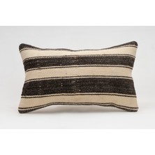 El Yapımı Kilimden Yapılmış Vintage Kırlent Kılıfı, Yün, 30X50 cm