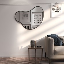 Organik Formlu Duvar Aynası – Modern Siyah Mdf Çerçeveli, Salon ve Banyo Dekor Aynası (AYP197)