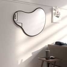 Organik Formlu Duvar Aynası – Modern Siyah Mdf Çerçeveli, Salon ve Banyo Dekor Aynası (AYP197)