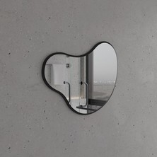 Organik Formlu Duvar Aynası – Modern Siyah Mdf Çerçeveli, Salon ve Banyo Dekor Aynası (AYP197)
