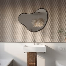 Organik Formlu Duvar Aynası – Modern Siyah Mdf Çerçeveli, Salon ve Banyo Dekor Aynası (AYP197)