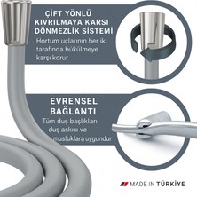 Dayanıklı Gri Silikon Duş Hortumu – Kırılma Karşıtı, Esnek, Sızdırmaz ve Uzun Ömürlü