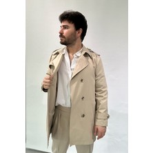 Krem Erkek Trençkot