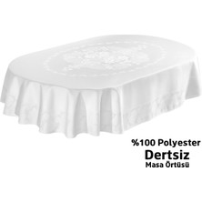Oval Masa Örtüsü – Su Itici, Leke Tutmaz, Yıkanabilir %100 Polyester Jakarlı Oval Masaörtüsü