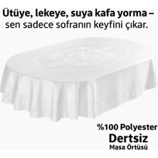 Oval Masa Örtüsü – Su Itici, Leke Tutmaz, Yıkanabilir %100 Polyester Jakarlı Oval Masaörtüsü