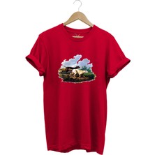 Hunting Avcılık Av Köpekleri ve Orman Baskılı Doğa Vahşi Yaşam %100 Pamuk Regular Fit T-Shirt