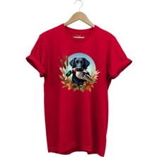 Avcılık Widi Hunting Ördek Avı ve Av Köpeği Baskılı %100 Pamuk Regular Fit Bisiklet Yaka T-Shirt