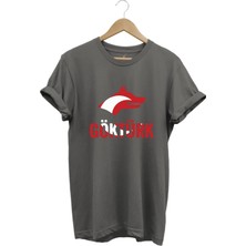 Türkiye Türkçü Bozkurt Baskılı Ay Yıldız Kırmızı Beyaz Kurt ve Göktürk Yazısı Regular Fit T-Shirt