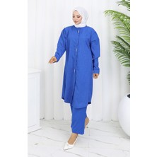 Sefa Merve Taşlı Tunik Pantolon Ikili Takım 2090-03 Saks