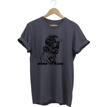 Motorcu Özel Tasarım Hediyelik Born To Ride Baskılı Yazlık %100 Pamuk Tişört