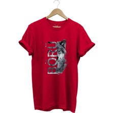 Türkiye Bozkurt Börü Yazısı ve Kurt Baskılı %100 Pamuk Regular Fit Bisiklet Yaka Premium T-Shirt