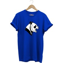 Kızgın Kükreyen Panda Baskılı %100 Pamuk Bisiklet Yaka Regular Fit T-Shirt