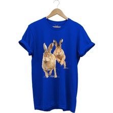 Avcılık Hunter Tavşan Avı Baskılı %100 Pamuk Regular Fit T-Shirt