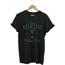 Tipsy Martini Cocktail Club Tasarım Baskılı Old Money Y2K %100 Pamuk Regular Fit Premium T-Shirt