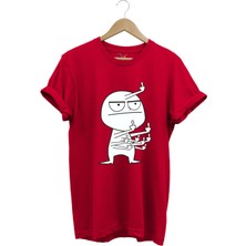 Eğlenceli Komik Orta Parmak Tasarım Baskılı %100 Pamuk Regular Fit T-Shirt