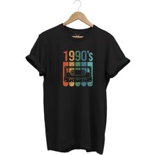 Vintage Retro 1990'S Baskılı Kaset %100 Pamuk Regular Fit Bisiklet Yaka T-Shirt
